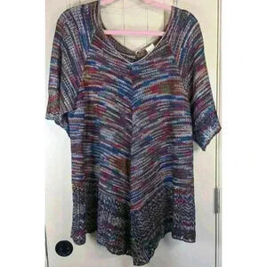 Faded Glory Women's Elbow Sleeve Double V Sweater Size XXL (20) Navy Combo NWOT